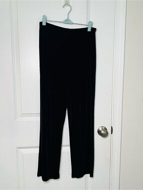 Chico's Travelers Pants Womens Sz 1 Short Black Pull On Elastic Slinky Career